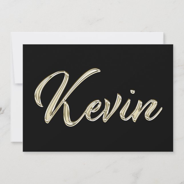 Kevin Name white gold Handwriting Card (Front)