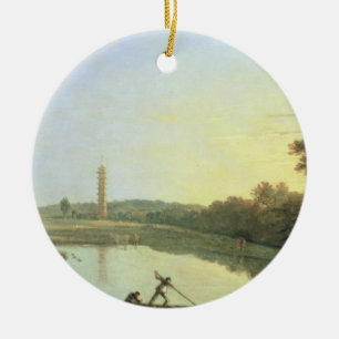 Kew Gardens: The Pagoda and Bridge, 1762 (oil on c Ceramic Tree Decoration
