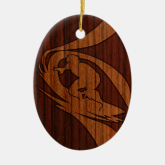 Kewalos Hawaiian Surfer Faux Wood Ceramic Tree Decoration