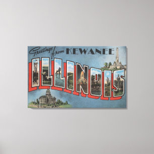 Kewanee, Illinois - Large Letter Scenes Canvas Print