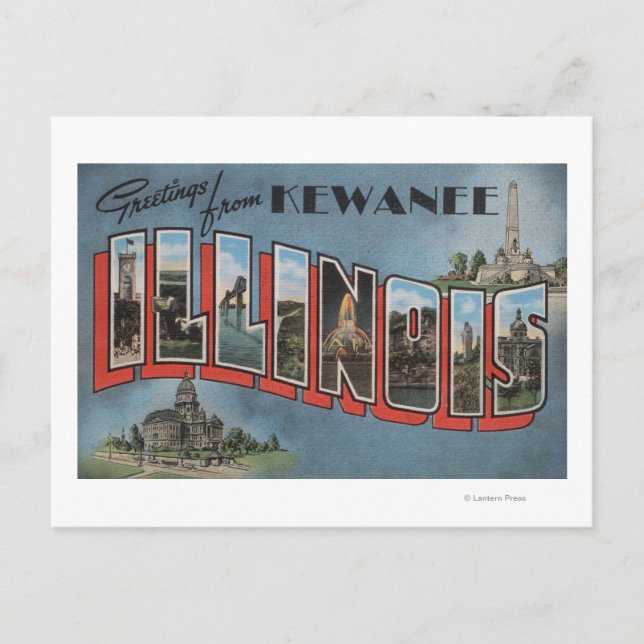 Kewanee, Illinois - Large Letter Scenes Postcard (Front)