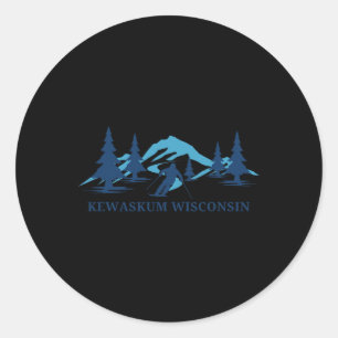 Kewaskum Wisconsin Ski Resort Skiing Skier  Classic Round Sticker