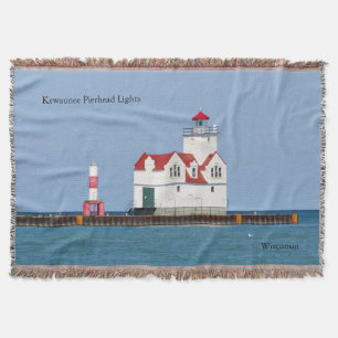 Kewaunee Pierhead Lights woven blanket