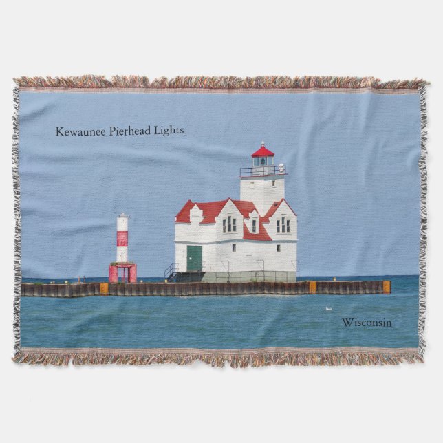 Kewaunee Pierhead Lights woven blanket (Front)