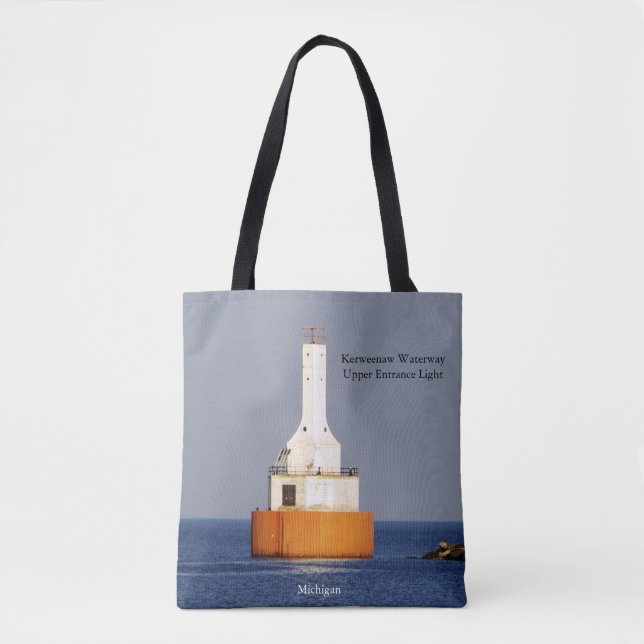 Keweenaw Waterway lights all over tote bag (Front)