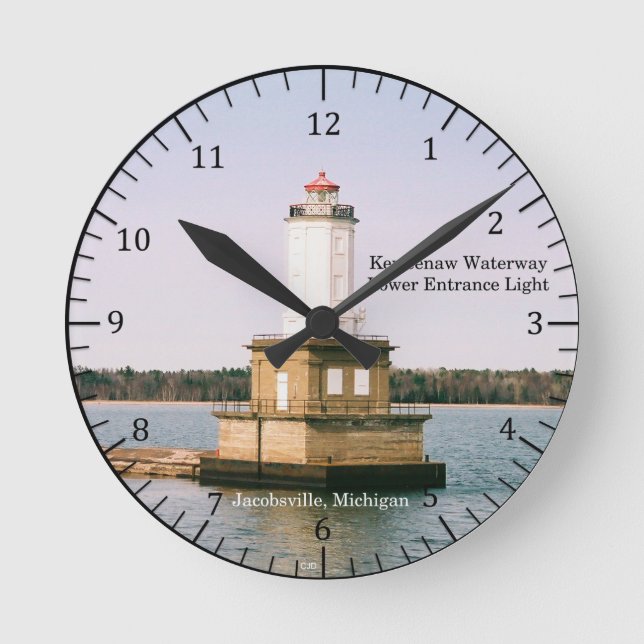 Keweenaw Waterway Lower Entrance Light mousepad Round Clock (Front)