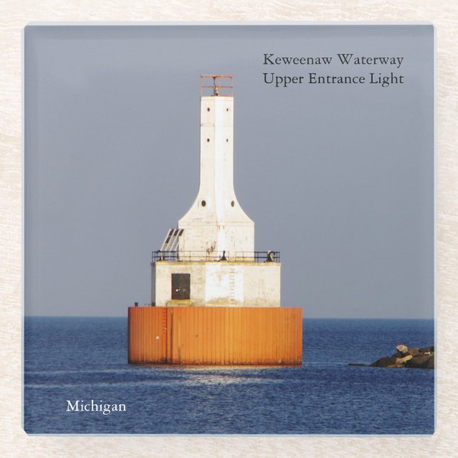 Keweenaw Waterway Upper Entrance Light 2023 Glass Coaster (Front)
