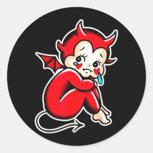 Kewpie Baby Devil Crying Sad Demon Classic Round Sticker