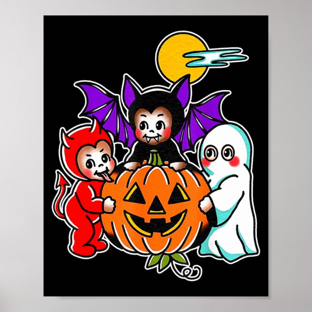 Kewpie baby ghost vampire devil halloween night  poster (Front)