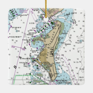 Key Biscayne FL Chart Ceramic Ornament