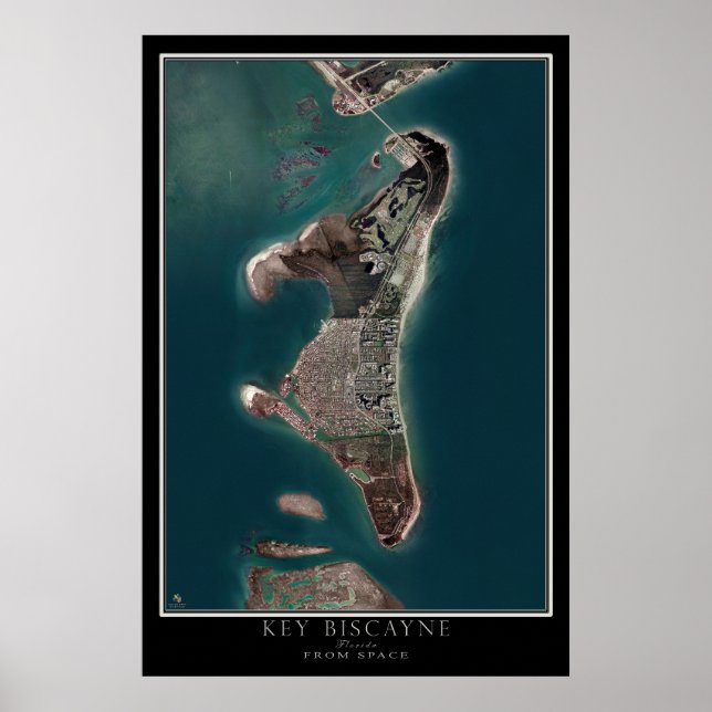Key Biscayne Florida Satellite Poster Map (Front)
