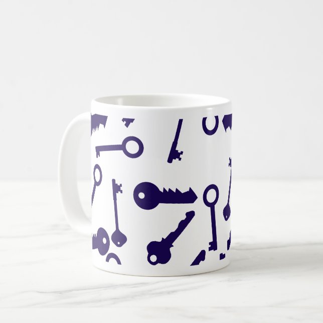 Key Blue Pattern Product Coffee Mug (Front Left)