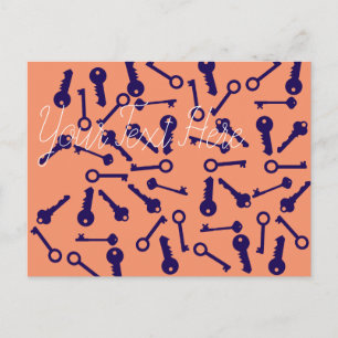 Key Blue Pattern Product Postcard