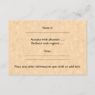 Key. Brown Key on Parchment Effect. RSVP Card