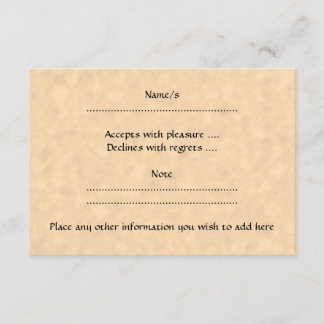 Key. Brown Key on Parchment Effect. RSVP Card