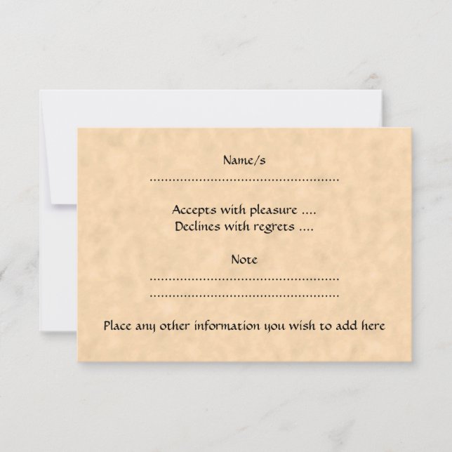 Key. Brown Key on Parchment Effect. RSVP Card (Front)