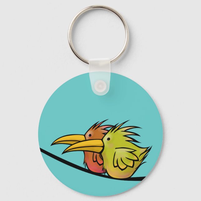 Key Chain, 2 Birds on a Wire Ring (Front)