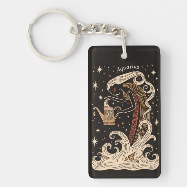 Key Chain Aquarius Celestial Zodiac Art (Front)