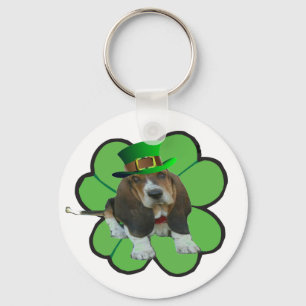 Key Chain Baby Basset Hound St Patrick Clover