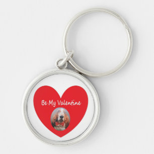 Key Chain Basset Hound Red Heart Be My Valentine
