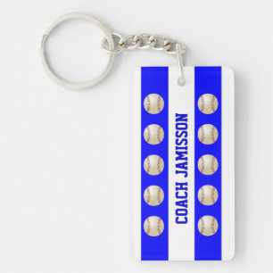 Key chain, Blue & White, for Baseball Coach/Player Ring