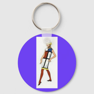 Key Chain - Fashionista 1960s Colorblock Dress