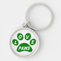 Key Chain Love Paws on Paws Green
