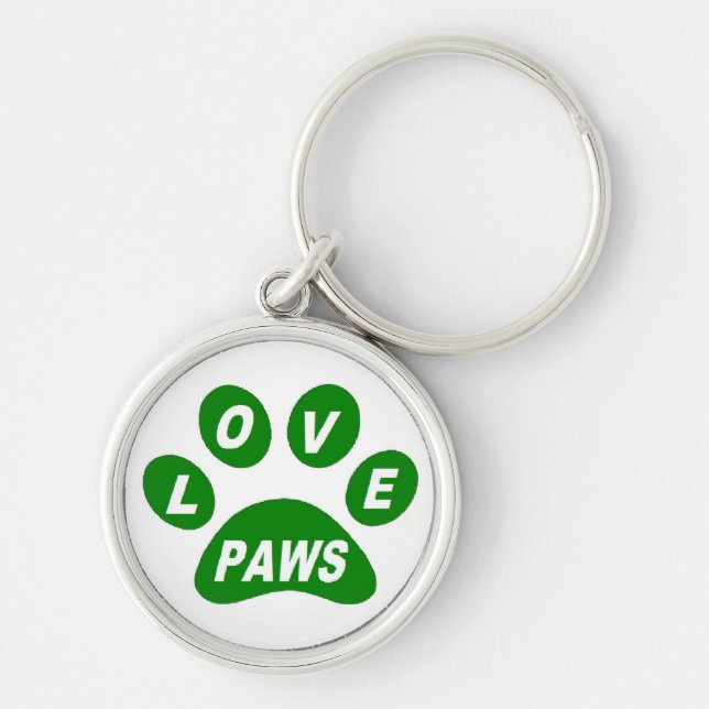 Key Chain Love Paws on Paws Green (Front)