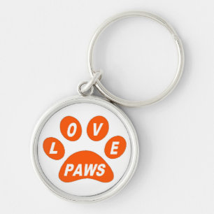 Key Chain Love Paws on Paws Orange