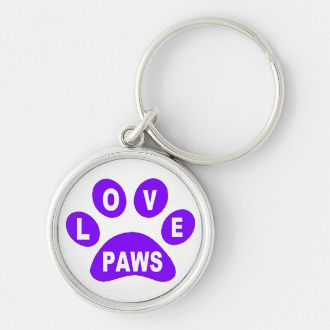 Key Chain Love Paws on Paws Purple (Front)