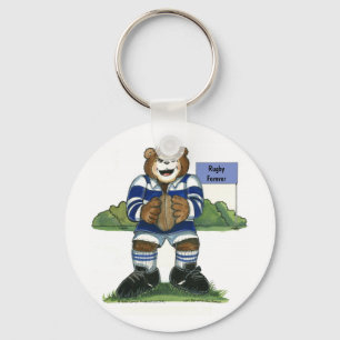Key Chain - Male Rugby Bear in Blue