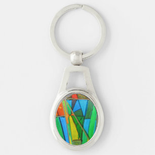 Key Chain--Murano Glass Green Ring