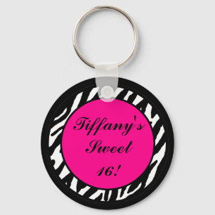 Key Chain Personalized Hot Pink Zebra Animal Print
