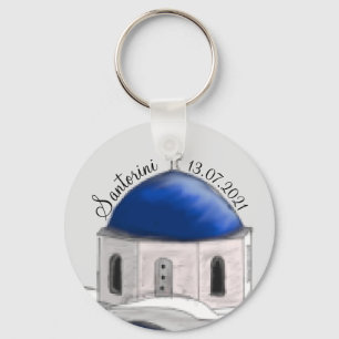Key chain Santorini Blue Dome wedding favor