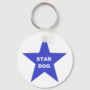 Key Chain Star Dog on Blue Star