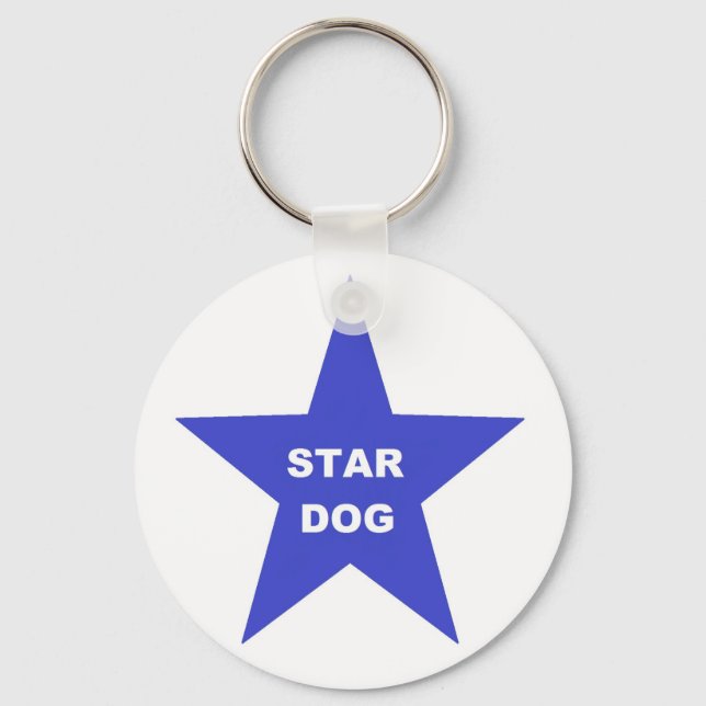 Key Chain Star Dog on Blue Star (Front)