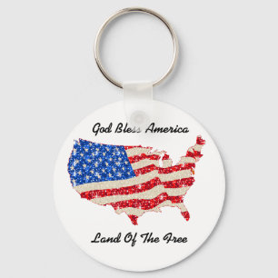 Key Chain USA Flag God Bless America