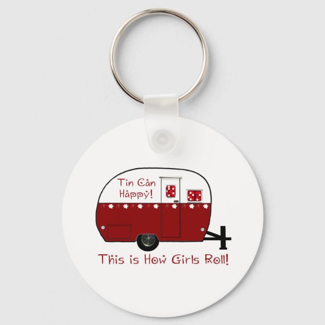 KEY CHAIN | Vintage Red Retro Camper Trailer (Front)