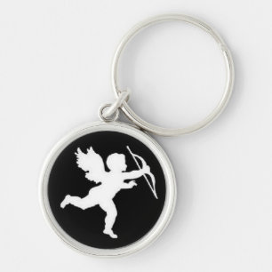 Key Chain White Cupid On Black