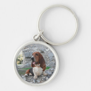 Key Chain With Basset Hound Castle Ruin Visit