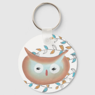 Key Chains Owl Picture in Brown & Teal