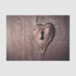 Key Heart Rustic Door Decoupage Tissue Paper