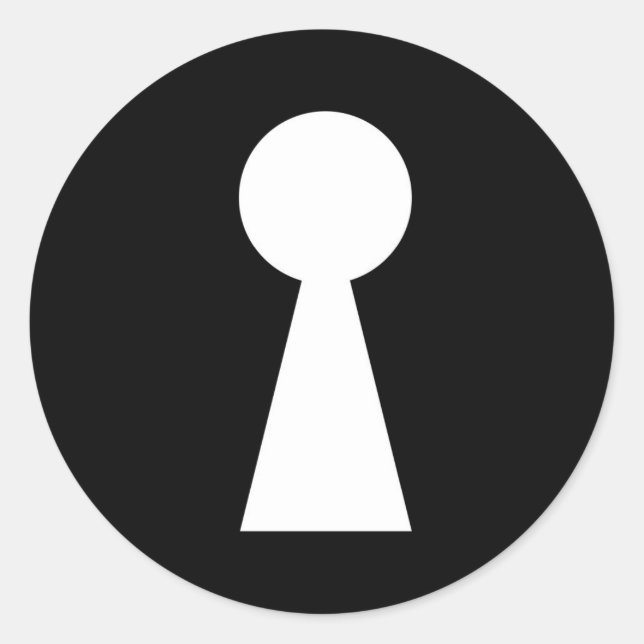 key hole symbol secret indiscret sign classic round sticker (Front)