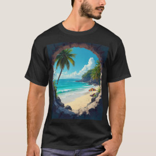 Key hole view of beautiful beach T-Shirt