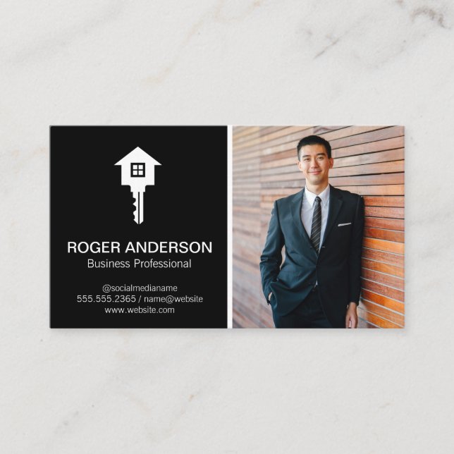 Key Home Logo | Business Man Business Card (Front)