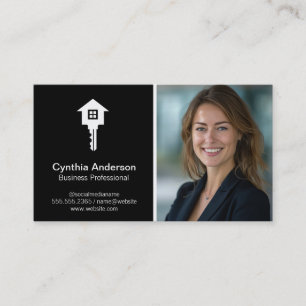 Key Home Logo Business Woman Business Card