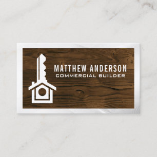 Key Home Real Estate Logo Wooden Boards Business Card