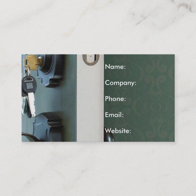 Key in Door Grey Welcome Mat Real Estate Business Card (Front)