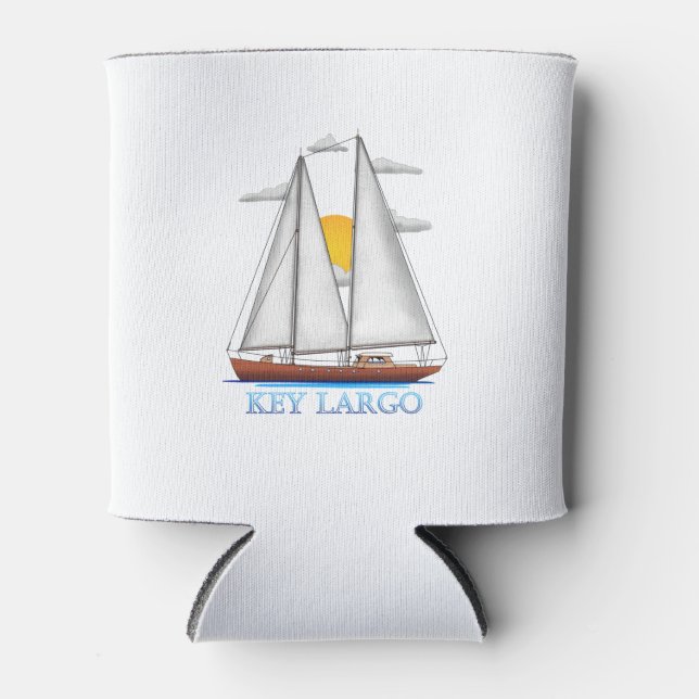 Key Largo Coastal Nautical Sailing Sailor Can Cooler (Front)