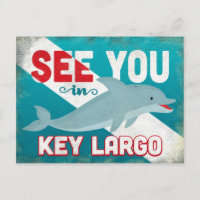 Key Largo Dolphin - Retro Vintage Travel